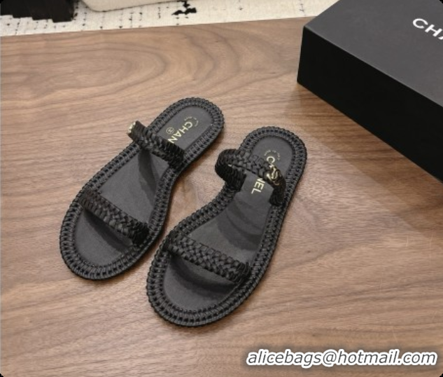 Purchase Chanel Coco Beach Calfskin Mules Sandals G47142 Black 2026