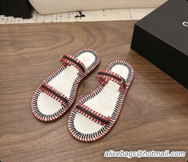 Luxurious Chanel Coco Beach Calfskin Mules Sandals G47142 Black/Burgundy 2026