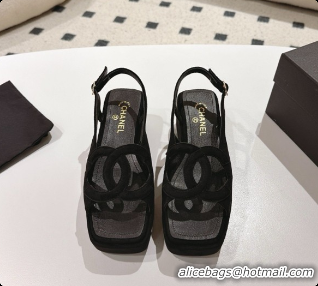 Best Grade Chanel Suede Calfskin Sandals G47401 Black 2026