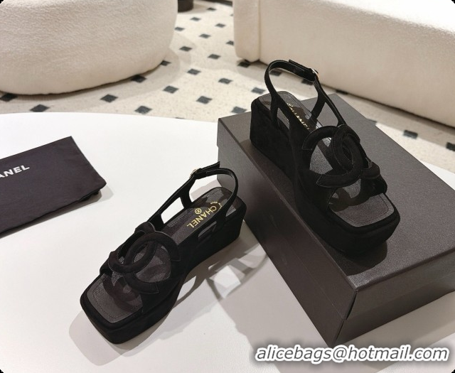 Best Grade Chanel Suede Calfskin Sandals G47401 Black 2026