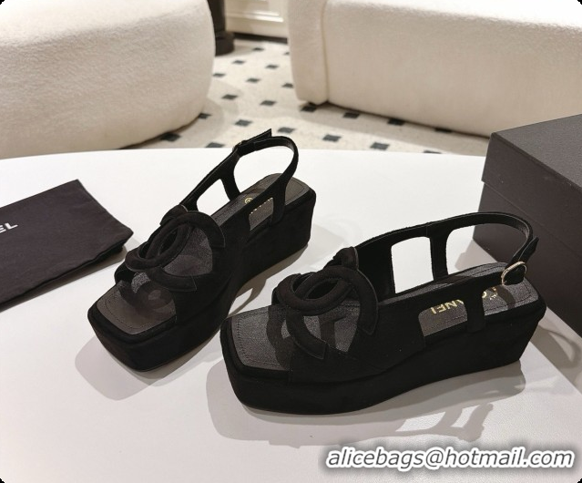 Best Grade Chanel Suede Calfskin Sandals G47401 Black 2026