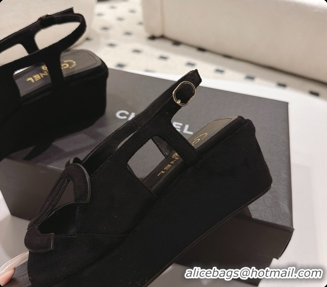 Best Grade Chanel Suede Calfskin Sandals G47401 Black 2026