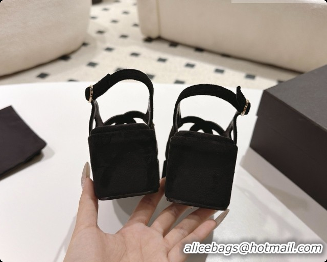 Best Grade Chanel Suede Calfskin Sandals G47401 Black 2026