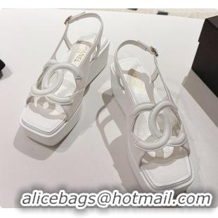 Low Cost Chanel Suede Calfskin Sandals G47401 White 2026