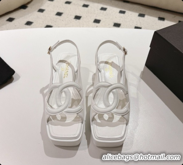 Low Cost Chanel Suede Calfskin Sandals G47401 White 2026