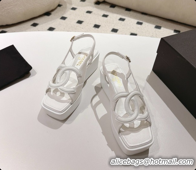 Low Cost Chanel Suede Calfskin Sandals G47401 White 2026