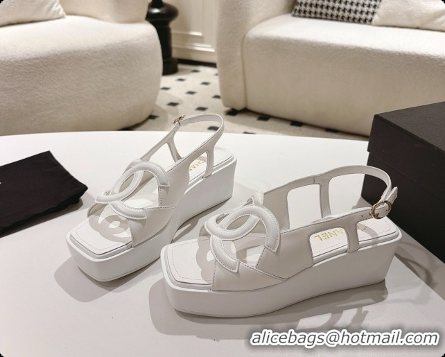 Low Cost Chanel Suede Calfskin Sandals G47401 White 2026
