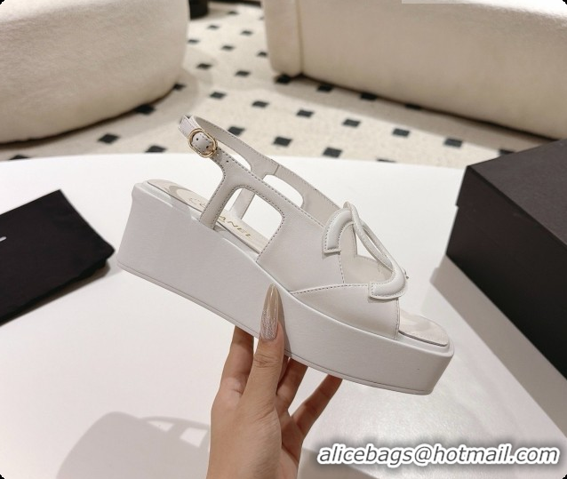 Low Cost Chanel Suede Calfskin Sandals G47401 White 2026