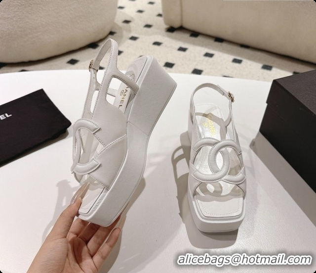 Low Cost Chanel Suede Calfskin Sandals G47401 White 2026