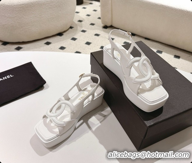 Low Cost Chanel Suede Calfskin Sandals G47401 White 2026