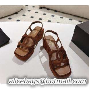 Good Product Chanel Suede Calfskin Sandals G47401 Brown 2026