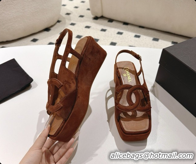 Good Product Chanel Suede Calfskin Sandals G47401 Brown 2026