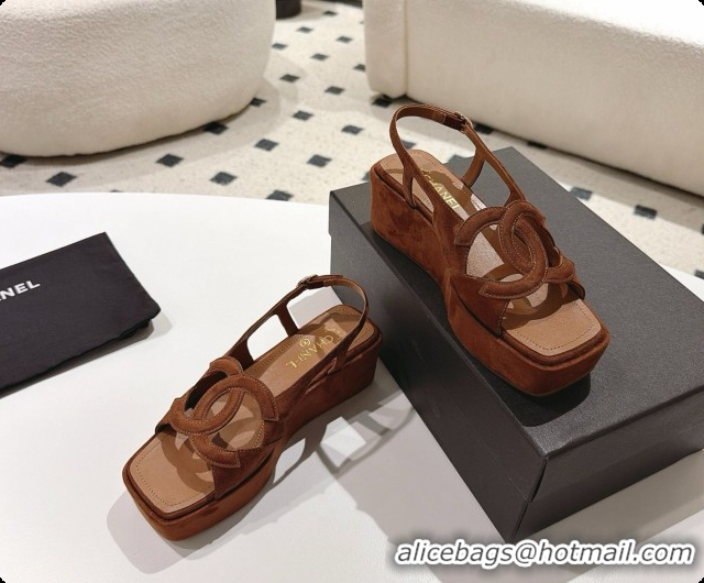 Good Product Chanel Suede Calfskin Sandals G47401 Brown 2026