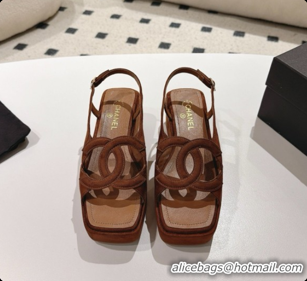 Good Product Chanel Suede Calfskin Sandals G47401 Brown 2026
