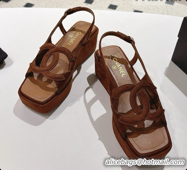 Good Product Chanel Suede Calfskin Sandals G47401 Brown 2026