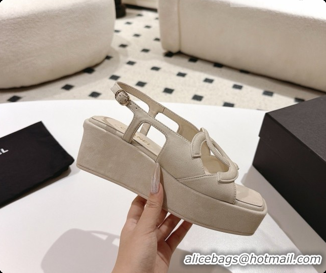 Sumptuous Chanel Suede Calfskin Sandals G47401 Beige 2026