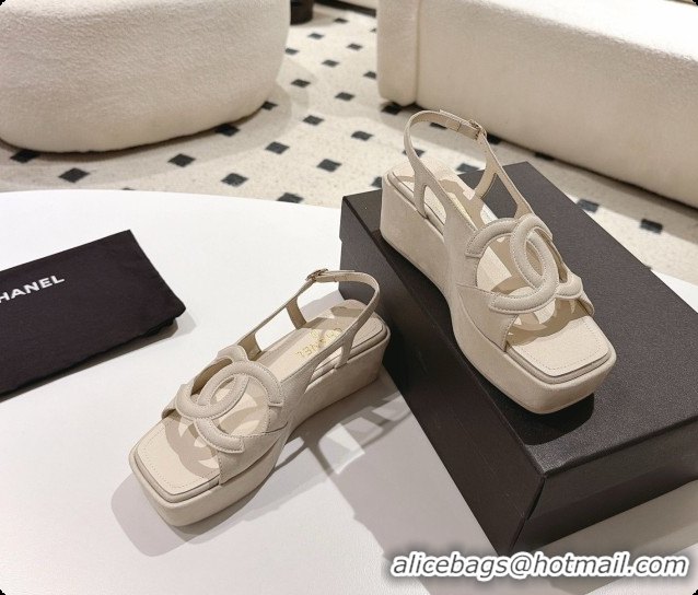 Sumptuous Chanel Suede Calfskin Sandals G47401 Beige 2026