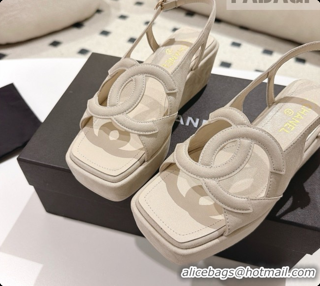 Sumptuous Chanel Suede Calfskin Sandals G47401 Beige 2026