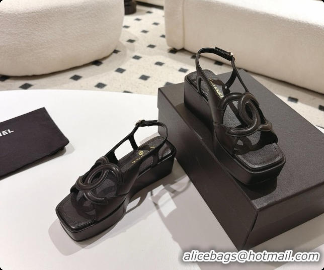 Good Quality Chanel Lambskin Sandals G47401 Black 2026 