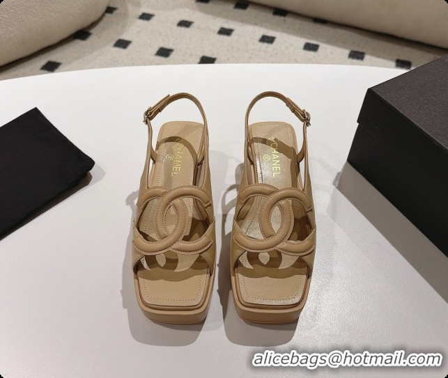 Stylish Chanel Lambskin Sandals G47401 Light Brown 2026 