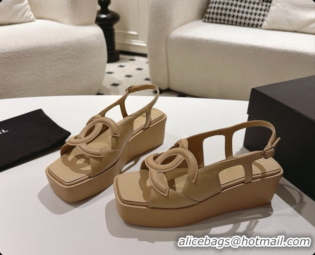 Stylish Chanel Lambskin Sandals G47401 Light Brown 2026 