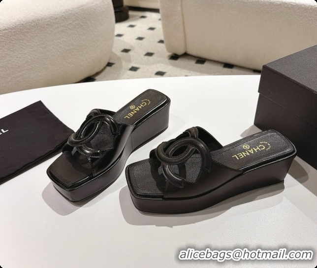 Grade Quality Chanel Lambskin Slide Sandals G47401 Black 2026 