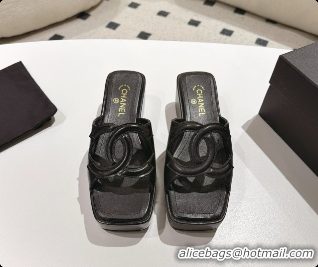 Grade Quality Chanel Lambskin Slide Sandals G47401 Black 2026 
