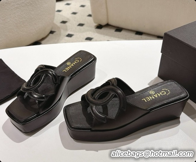 Grade Quality Chanel Lambskin Slide Sandals G47401 Black 2026 