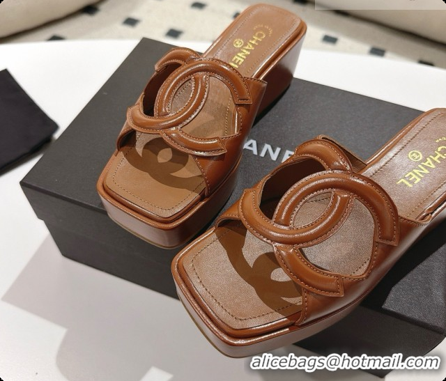 Good Looking Chanel Lambskin Slide Sandals G47401 Dark Brown 2026 