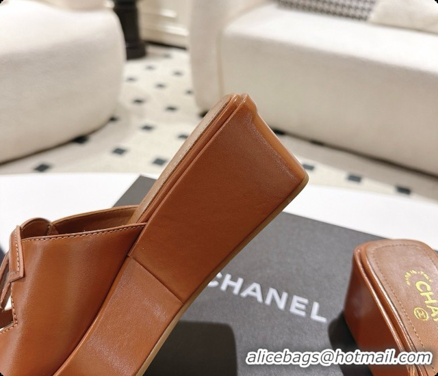 Good Looking Chanel Lambskin Slide Sandals G47401 Dark Brown 2026 