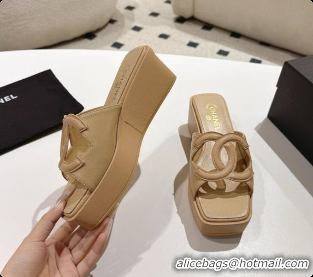 Popular Style Chanel Lambskin Slide Sandals G47401 Beige 2026
