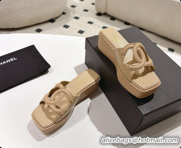 Popular Style Chanel Lambskin Slide Sandals G47401 Beige 2026