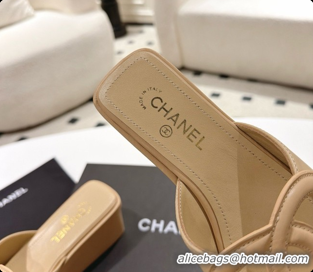 Popular Style Chanel Lambskin Slide Sandals G47401 Beige 2026