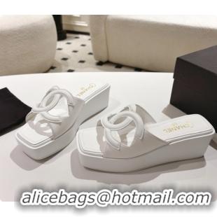 Best Grade Chanel Lambskin Slide Sandals G47401 White 2026