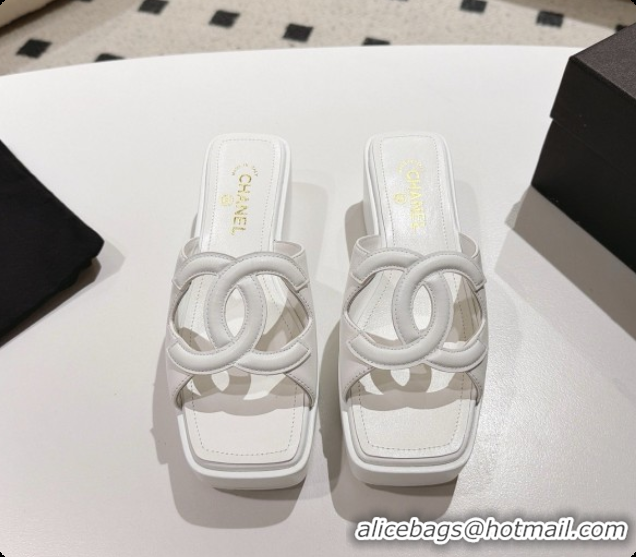 Best Grade Chanel Lambskin Slide Sandals G47401 White 2026