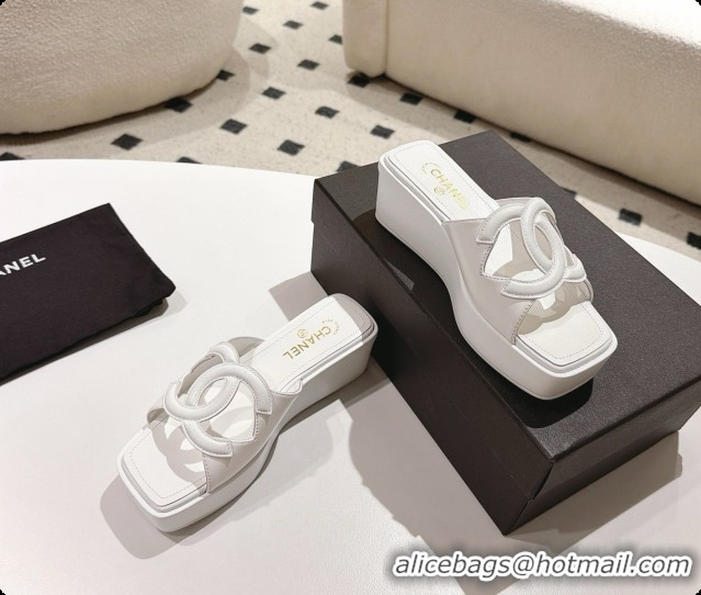 Best Grade Chanel Lambskin Slide Sandals G47401 White 2026