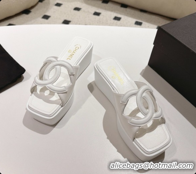 Best Grade Chanel Lambskin Slide Sandals G47401 White 2026