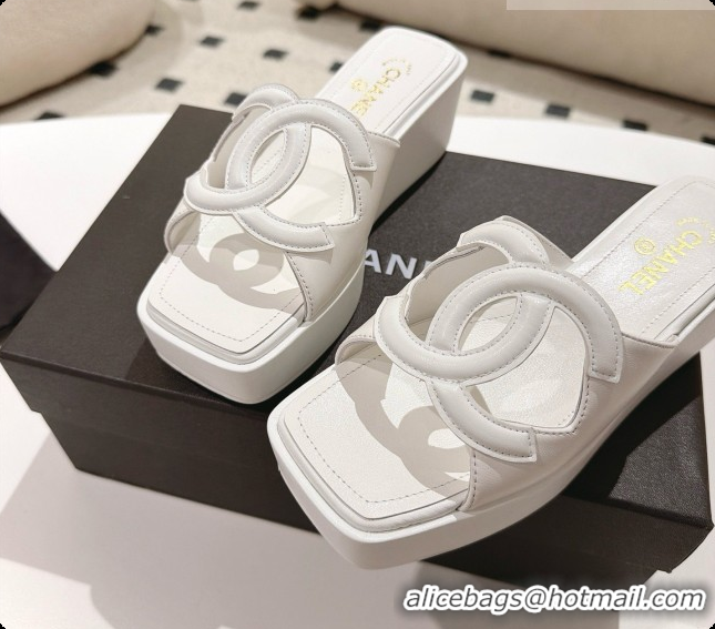 Best Grade Chanel Lambskin Slide Sandals G47401 White 2026