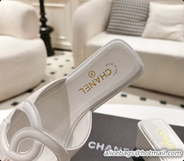 Best Grade Chanel Lambskin Slide Sandals G47401 White 2026