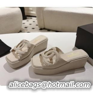 Buy Luxury Chanel Suede Calfskin Slide Sandals G47401 Beige 2026