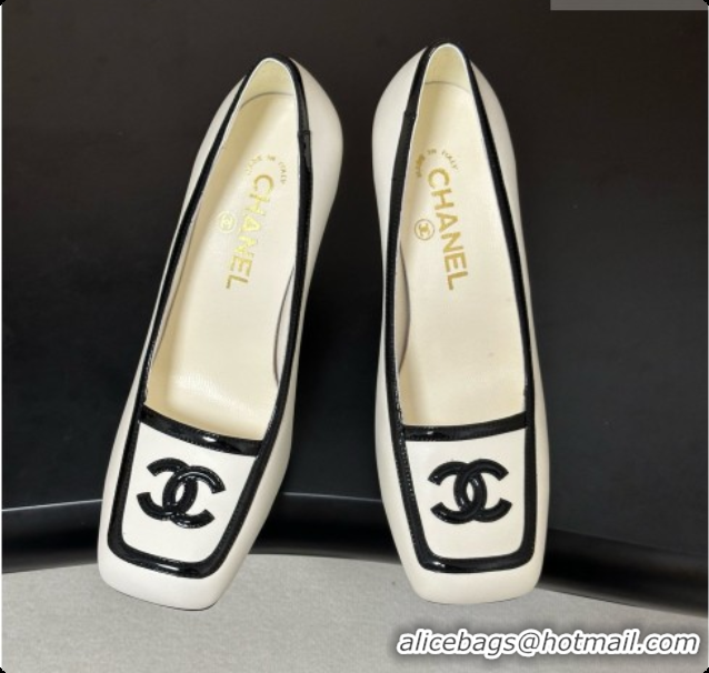 Top Design Chanel Lambskin & Patent Calfskin Pump G47518 White 2026