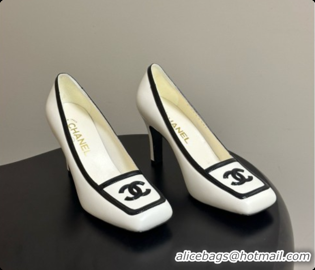 Top Design Chanel Lambskin & Patent Calfskin Pump G47518 White 2026