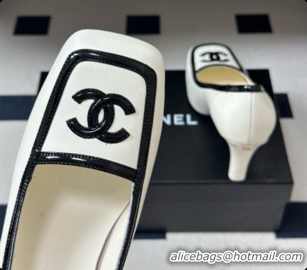 Top Design Chanel Lambskin & Patent Calfskin Pump G47518 White 2026