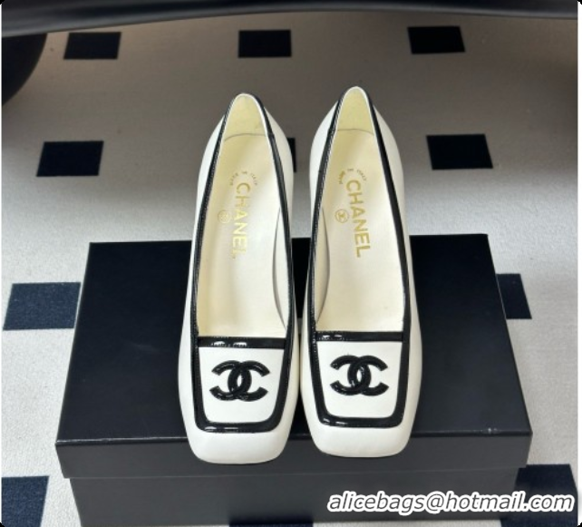 Top Design Chanel Lambskin & Patent Calfskin Pump G47518 White 2026