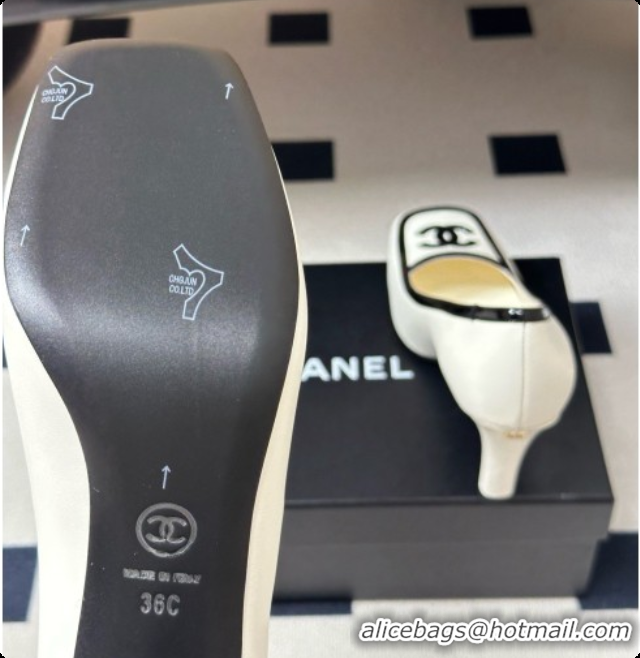 Top Design Chanel Lambskin & Patent Calfskin Pump G47518 White 2026
