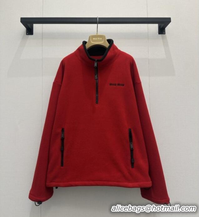 Buy Discount Miu Miu Fleece Top M081326 Red 2026