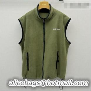 Unique Style Discount Miu Miu Fleece Vest M081330 Green 2026