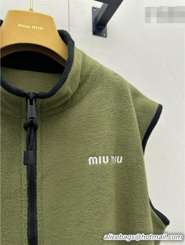 Unique Style Discount Miu Miu Fleece Vest M081330 Green 2026