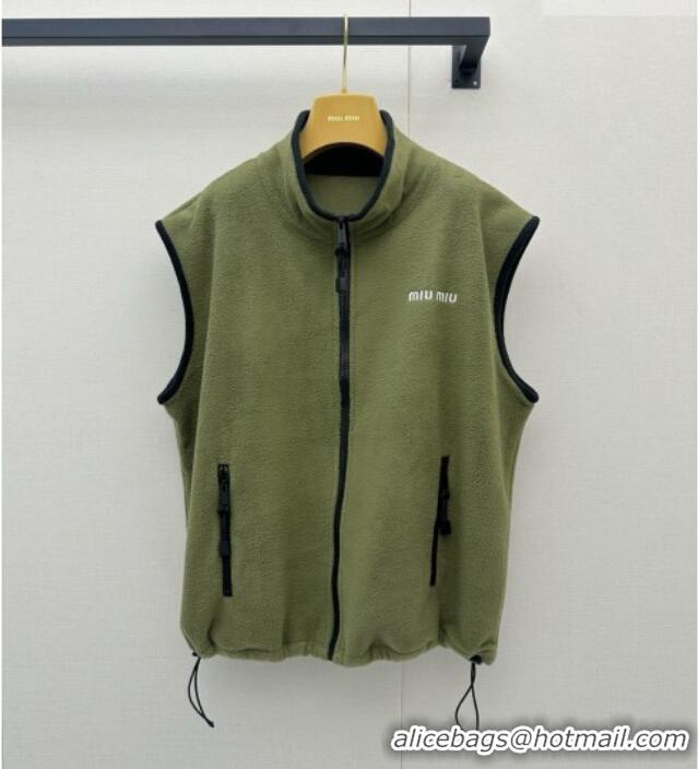 Unique Style Discount Miu Miu Fleece Vest M081330 Green 2026