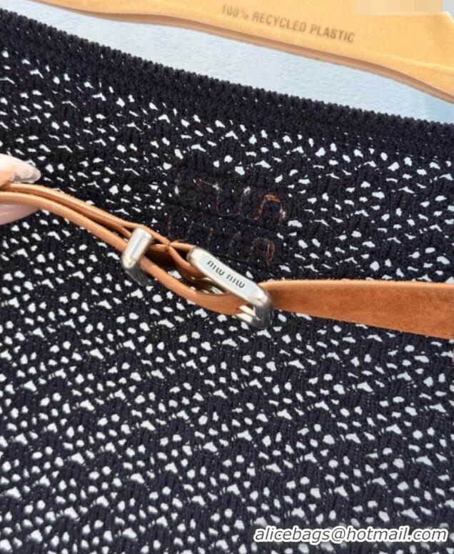 Luxury Cheap Miu Miu Cotton Crochet and Suede Vest M081436 Black/Brown 2026
